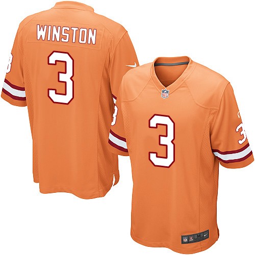 Men's Game Jameis Winston Nike Jersey Orange Alternate - #3 NFL Tampa Bay Buccaneers